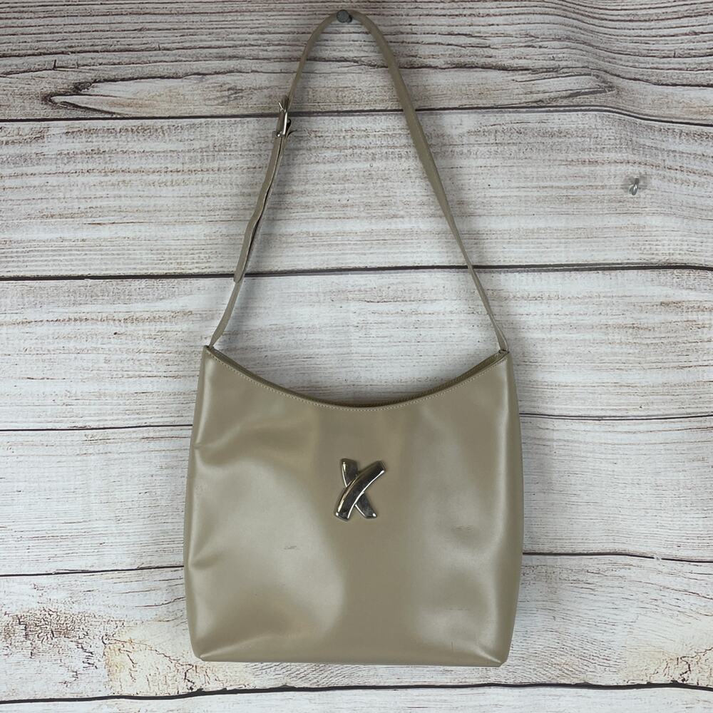 PALOMA PICASSO Purse Cream Leather Adjustable Shoulder Strap Italy